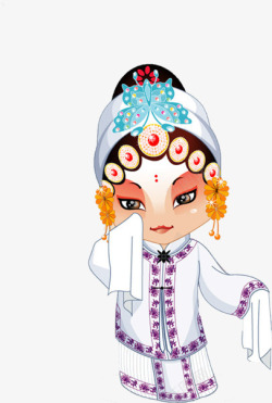 手绘卡通中国戏剧女人素材