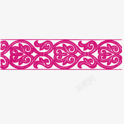 波浪线边框粉红古典花纹素材