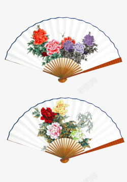 折扇牡丹花系列素材