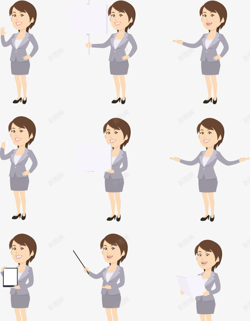 手绘卡通讲解人物png免抠素材_88icon https://88icon.com 人物 卡通 女人 手绘