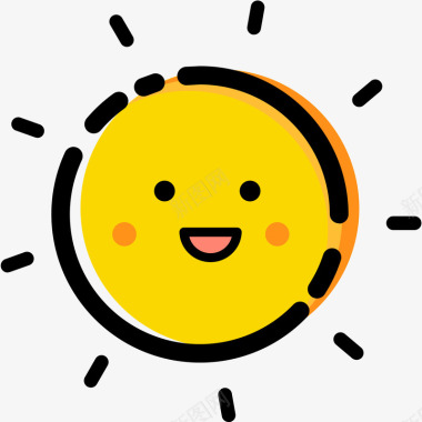 光芒黄色扁平化太阳元素矢量图图标图标