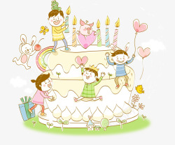 欢快的孩子生日蛋糕高清图片