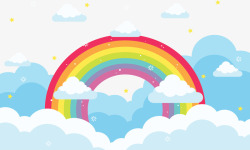 美丽云端七色彩虹矢量图素材