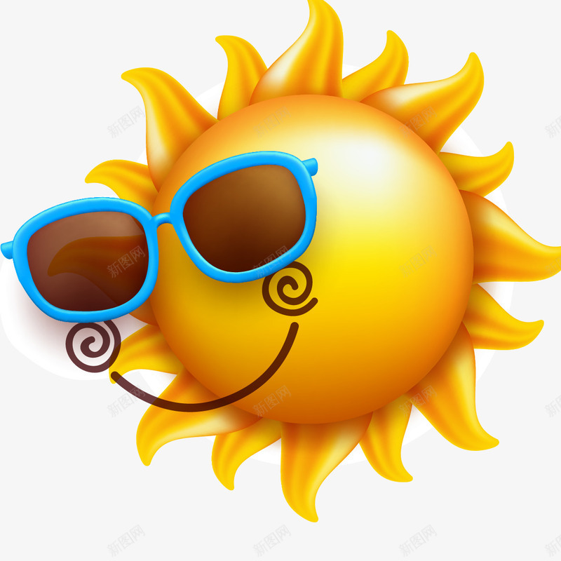 戴太阳镜的笑脸太阳png免抠素材_88icon https://88icon.com 卡通太阳 可爱太阳矢量图 太阳免费png下载 戴太阳镜的笑脸太阳