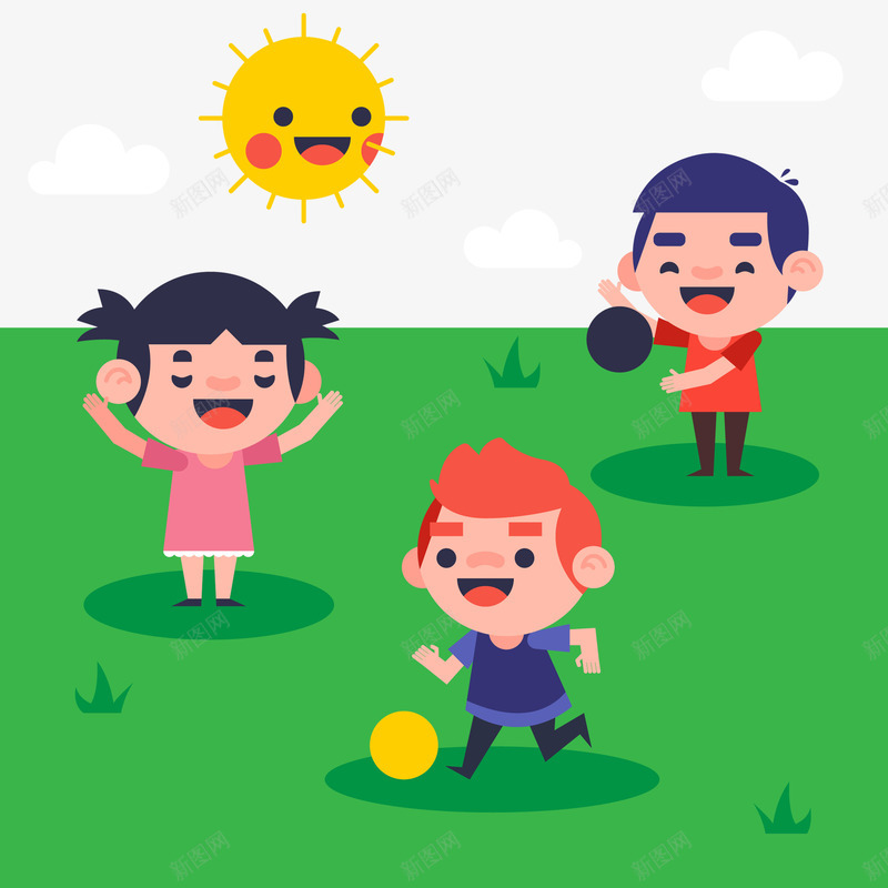孩子们在公园里玩png免抠素材_88icon https://88icon.com 公园 太阳 孩子们 开心 开心的人 玩耍 踢球