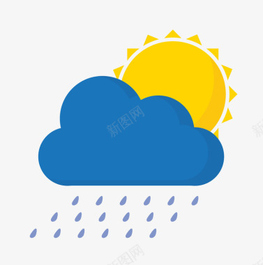 乌云卡通阵雨天气图标图标