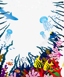 海底美丽水母生物插画矢量图素材