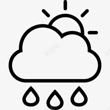 下雨天天气符号云太阳滴轮廓图标图标