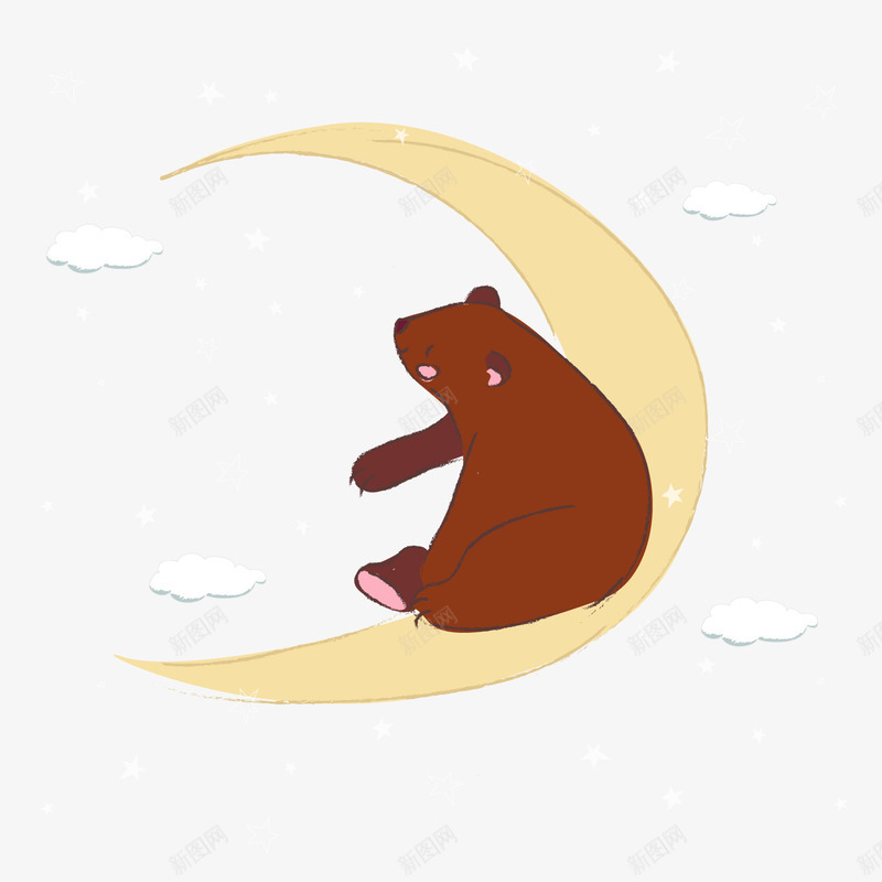 坐在月牙上的棕熊矢量图ai免抠素材_88icon https://88icon.com 卡通动物 小熊 手绘动物 月亮 月牙 棕熊 矢量图