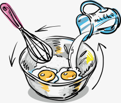 卡通手绘食物牛奶打蛋矢量图素材