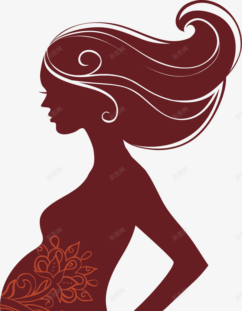 长发的孕妇png免抠素材_88icon https://88icon.com 孕妇 孕妇卡通 孕妇手绘 孕妈妈卡通 怀孕女人 长发孕妇