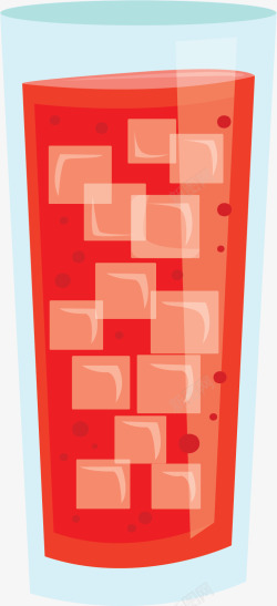 红色加冰夏日西瓜汁矢量图素材