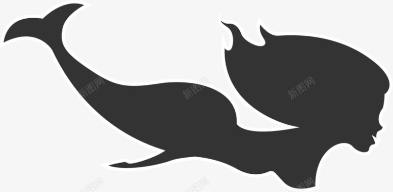 人鱼黑色美丽游动人鱼图标图标