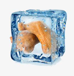 冰冻在冰块里的小鸡腿素材