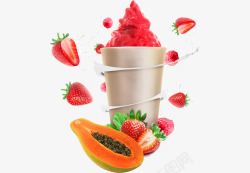 草莓冰淇淋木瓜素材