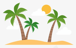 沙滩椰树矢量图素材