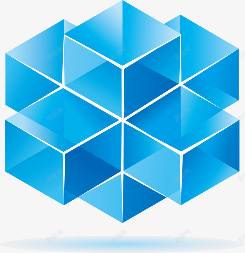 蓝色立体方块png免抠素材_88icon https://88icon.com 图案 方块 立体 简约 结晶 蓝色 装饰图案