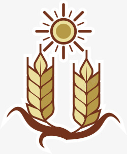 稻田logo太阳下的稻谷图标高清图片