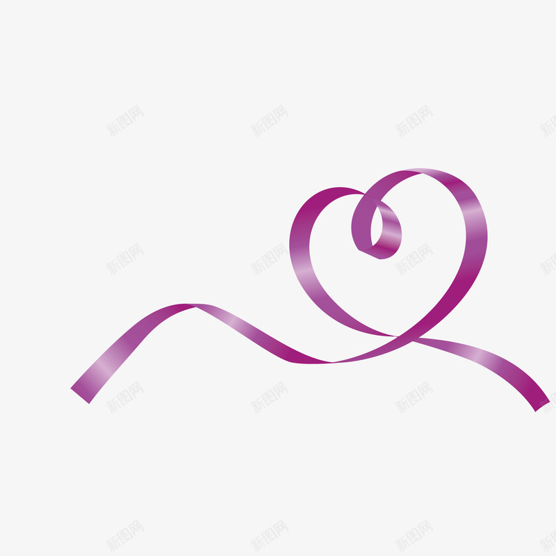紫色爱心丝带庆祝彩带png免抠素材_88icon https://88icon.com 丝带 奥运彩带 庆祝彩带 爱心 紫色