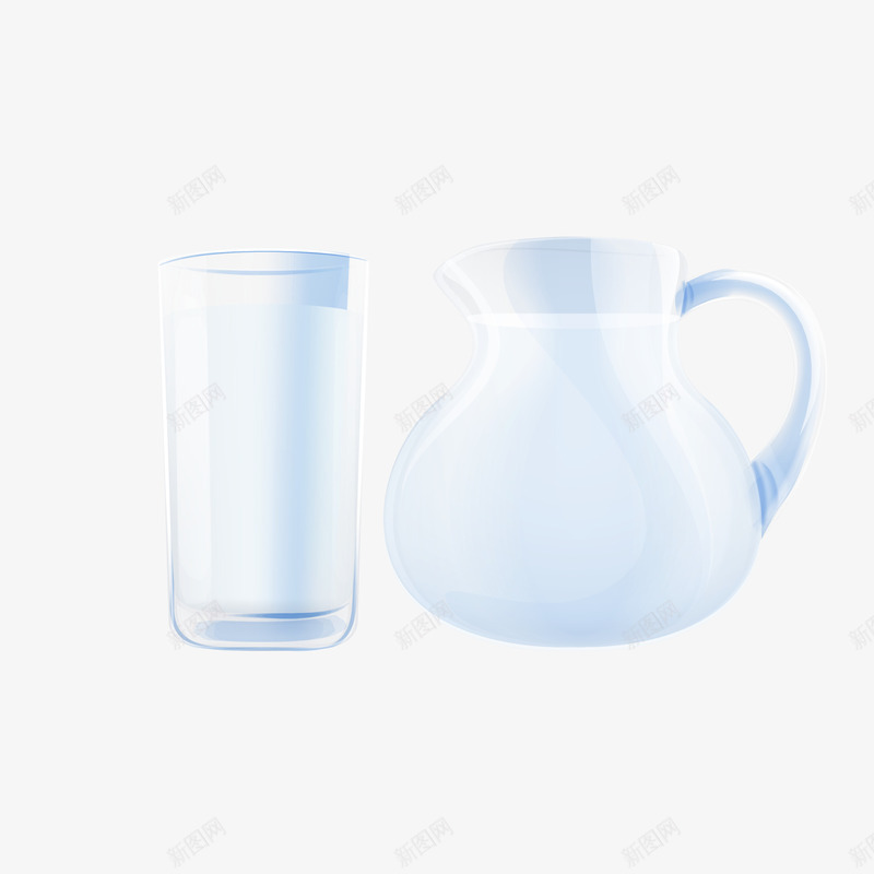玻璃杯里的牛奶psd免抠素材_88icon https://88icon.com 卡通手绘 牛奶 玻璃壶 玻璃杯
