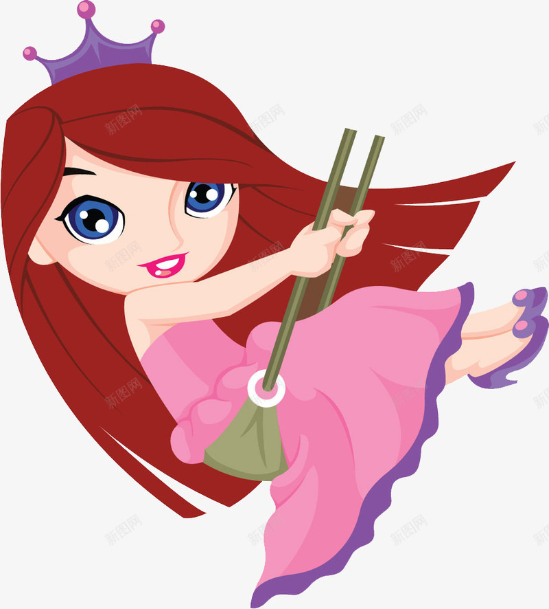 卡通荡秋千的女孩png免抠素材_88icon https://88icon.com 卡通女孩 女孩 荡秋千 长发美丽女孩