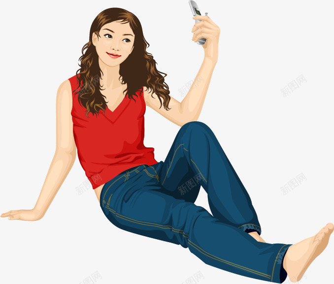 自拍的女人png免抠素材_88icon https://88icon.com 坐在地上 坐着的女人 女人 手绘 拍照 美女自拍 自拍 自拍海报