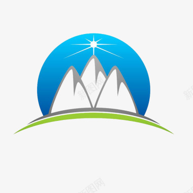 半圆山峰logo太阳图标图标