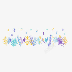 蓝紫色卡通装饰植物叶子矢量图素材