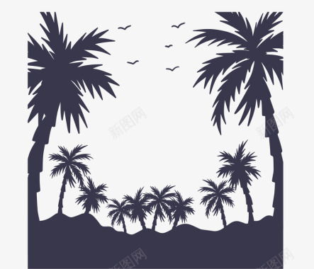 矢量树夏天美丽海岛椰子树矢量图图标图标