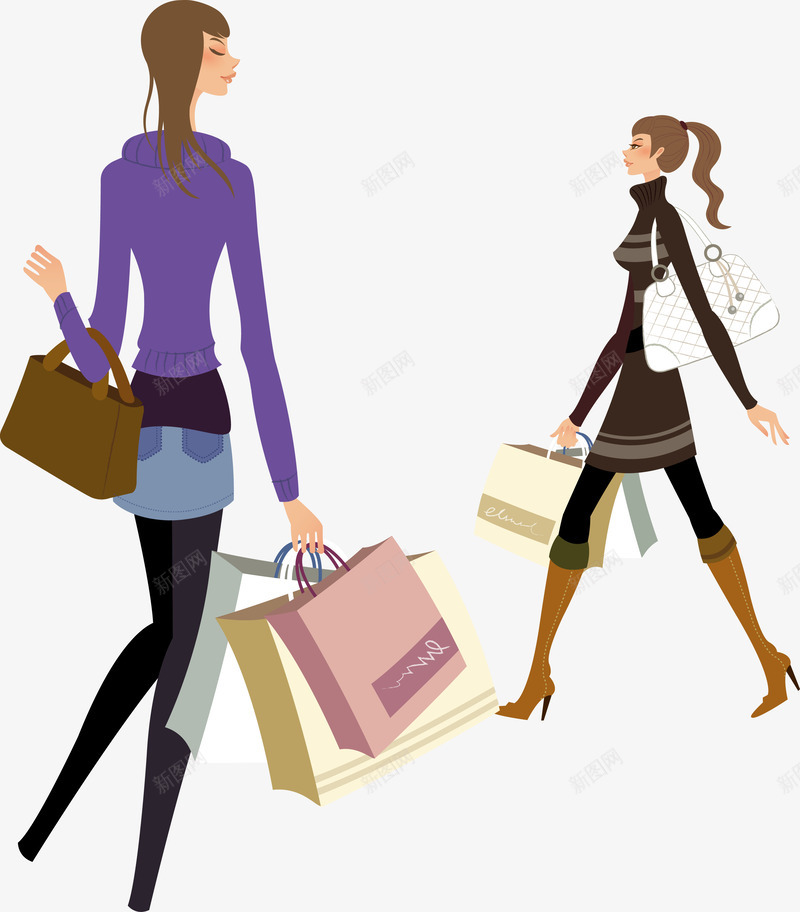 逛街的女人们png免抠素材_88icon https://88icon.com 女人 棕色 紫色 购物 逛街