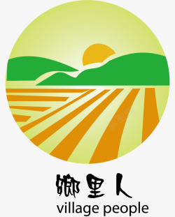 彩色田地朝阳生态农业矢量图图标高清图片