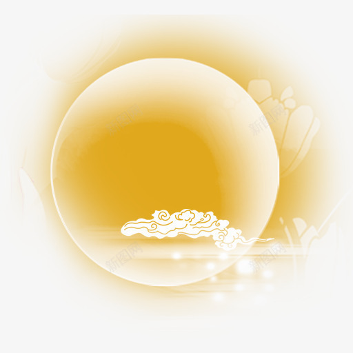 黄色中国风月亮花朵装饰图案png免抠素材_88icon https://88icon.com 中国风 免抠PNG 月亮 装饰图案 黄色