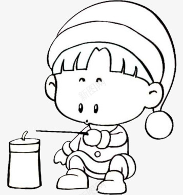快乐小孩卡通蹲着点蜡烛的小孩图标图标