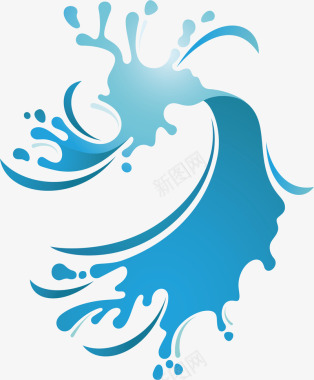 古典模特蓝色波浪标识图标图标