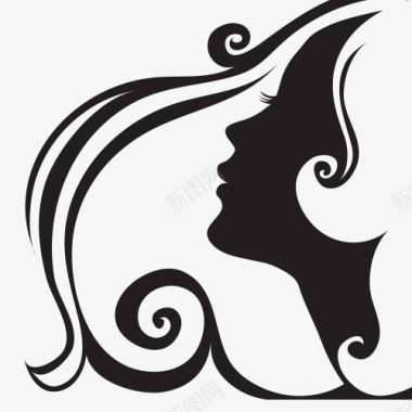 长发线稿女人图标图标