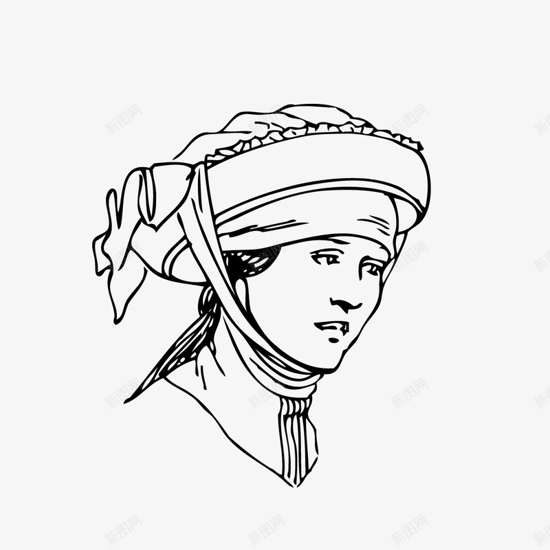 线描黑白戴帽子女人头像png免抠素材_88icon https://88icon.com 头像 头像速写 妇女 手绘头像 手绘戴帽子女人 民族风 线描戴帽子女人 黑白头像