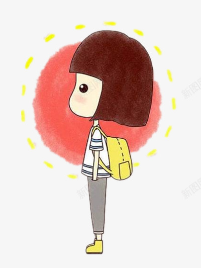 太阳下的元气少女png免抠素材_88icon https://88icon.com 书包 可爱 插画 阳光