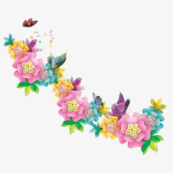 彩色花朵蝴蝶素材