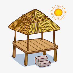 手绘的茅草屋素材