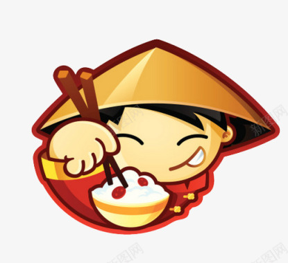 戴围巾的人吃米饭的小朋友标识图标图标