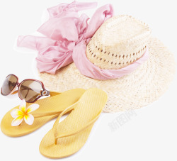 摄影夏日海边沙滩太阳帽素材
