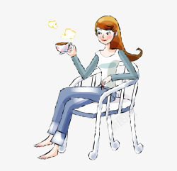 坐在椅子上喝咖啡的人素材
