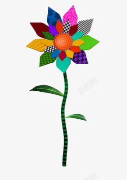 一个七彩颜色拼成的太阳花朵素材