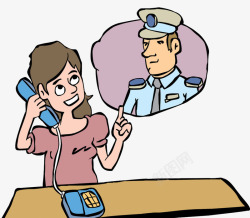 卡通警察矢量素材卡通报警的女人高清图片