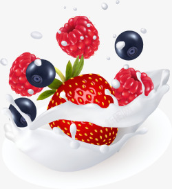红色清新水果牛奶装饰图案素材