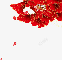 中国红牡丹全屏海报素材