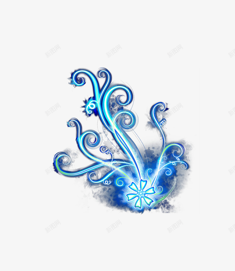 炫彩蓝色花纹png免抠素材_88icon https://88icon.com 发光 时尚 花纹壁纸 蓝色