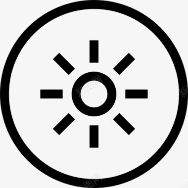 阳光界面圆形按钮与太阳图标图标