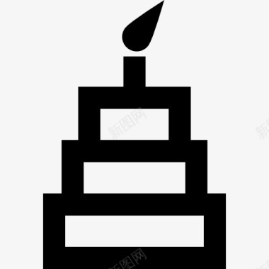 三层蛋糕与蜡烛上图标图标