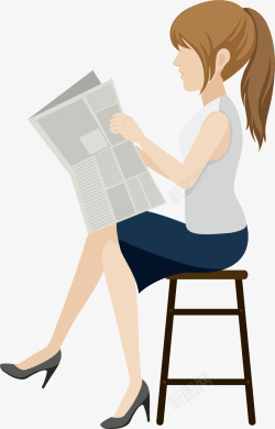 读报纸世界新闻自由日读报的女人高清图片